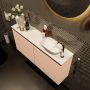 Mondiaz Fowy toiletmeubel 100x50x23cm rosee mat 1 kraangat wasbak: rechts 2 deuren solid surface met blad MDF kleur wasbak: wit FOWY59021roseetalc - Thumbnail 3