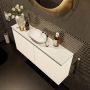 Mondiaz Fowy toiletmeubel 100x50x23cm talc mat 1 kraangat wasbak: midden 2 deuren solid surface met blad MDF kleur wasbak: wit FOWY59019talctalc - Thumbnail 4