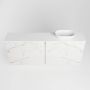 Mondiaz Fowy toiletmeubel 120x50x23cm Carrara mat 1 kraangat wasbak: rechts 2 deuren solid surface met blad Melamine kleur wasbak: wit FOWY59027Carraratalc - Thumbnail 4