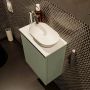 Mondiaz Fowy toiletmeubel 40x50x23cm army mat 1 kraangat wasbak: rechts 1 deur solid surface met blad MDF kleur wasbak: wit FOWY59002armytalc - Thumbnail 4