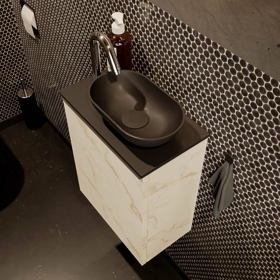 Mondiaz Fowy fonteinmeubel 40cm Carrara Waskom rechts Urban Urban met 1 kraangat