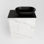 Mondiaz Fowy toiletmeubel 40x50x23cm Carrara mat 1 kraangat wasbak: rechts 1 deur solid surface met blad Melamine kleur wasbak: zwart FOWY59002Carraraurban - Thumbnail 4