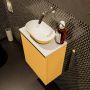 Mondiaz Fowy toiletmeubel 40x50x23cm ocher mat 0 kraangaten wasbak: midden 1 deur solid surface met blad MDF kleur wasbak: Oranje Wit FOWY59003ocherocher - Thumbnail 3