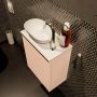 Mondiaz Fowy toiletmeubel 40x50x23cm rosee mat 1 kraangat wasbak: links 1 deur solid surface met blad MDF kleur wasbak: Wit Zwart FOWY59001roseetalc - Thumbnail 3