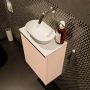 Mondiaz Fowy toiletmeubel 40x50x23cm rosee mat 0 kraangaten wasbak: midden 1 deur solid surface met blad MDF kleur wasbak: wit FOWY59003roseetalc - Thumbnail 4