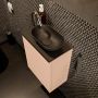 Mondiaz Fowy toiletmeubel 40x50x23cm rosee mat 1 kraangat wasbak: rechts 1 deur solid surface met blad MDF kleur wasbak: zwart FOWY59002roseeurban - Thumbnail 4