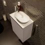 Mondiaz Fowy toiletmeubel 40x50x23cm smoke mat 1 kraangat wasbak: rechts 1 deur solid surface met blad MDF kleur wasbak: Antraciet Wit FOWY59002smokesmoke - Thumbnail 3