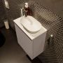 Mondiaz Fowy toiletmeubel 40x50x23cm smoke mat 1 kraangat wasbak: rechts 1 deur solid surface met blad MDF kleur wasbak: wit FOWY59002smoketalc - Thumbnail 3