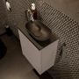 Mondiaz Fowy toiletmeubel 40x50x23cm smoke mat 1 kraangat wasbak: rechts 1 deur solid surface met blad MDF kleur wasbak: zwart FOWY59002smokeurban - Thumbnail 4