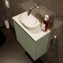 Mondiaz Fowy toiletmeubel 50x50x23cm army mat 0 kraangaten wasbak: midden 1 deur solid surface met blad MDF kleur wasbak: wit FOWY59006armytalc - Thumbnail 4