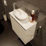 Mondiaz Fowy toiletmeubel 50x50x23cm Carrara mat 1 kraangat wasbak: links 1 deur solid surface met blad Melamine kleur wasbak: wit FOWY59004Carraratalc - Thumbnail 4