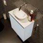 Mondiaz Fowy toiletmeubel 50x50x23cm clay mat 0 kraangaten wasbak: midden 1 deur solid surface met blad MDF kleur wasbak: wit FOWY59006claytalc - Thumbnail 3