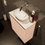 Mondiaz Fowy toiletmeubel 50x50x23cm rosee mat 0 kraangaten wasbak: midden 1 deur solid surface met blad MDF kleur wasbak: Roze Wit FOWY59006roseerosee - Thumbnail 3