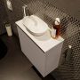 Mondiaz Fowy toiletmeubel 50x50x23cm smoke mat 1 kraangat wasbak: links 1 deur solid surface met blad MDF kleur wasbak: wit FOWY59004smoketalc - Thumbnail 3