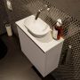 Mondiaz Fowy toiletmeubel 50x50x23cm smoke mat 0 kraangaten wasbak: midden 1 deur solid surface met blad MDF kleur wasbak: Antraciet Wit FOWY59006smokesmoke - Thumbnail 3