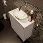 Mondiaz Fowy toiletmeubel 50x50x23cm smoke mat 0 kraangaten wasbak: midden 1 deur solid surface met blad MDF kleur wasbak: wit FOWY59006smoketalc - Thumbnail 3