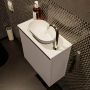 Mondiaz Fowy toiletmeubel 50x50x23cm smoke mat 1 kraangat wasbak: rechts 1 deur solid surface met blad MDF kleur wasbak: Antraciet Wit FOWY59005smokesmoke - Thumbnail 3