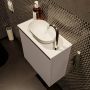 Mondiaz Fowy toiletmeubel 50x50x23cm smoke mat 1 kraangat wasbak: rechts 1 deur solid surface met blad MDF kleur wasbak: wit FOWY59005smoketalc - Thumbnail 3