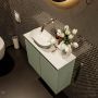 Mondiaz Fowy toiletmeubel 60x50x23cm army mat 0 kraangaten wasbak: links 2 deuren solid surface met blad MDF kleur wasbak: Groen Wit FOWY59011armyarmy - Thumbnail 3