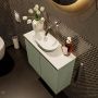 Mondiaz Fowy toiletmeubel 60x50x23cm army mat 0 kraangaten wasbak: midden 2 deuren solid surface met blad MDF kleur wasbak: Groen Wit FOWY59010armyarmy - Thumbnail 3