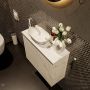 Mondiaz Fowy toiletmeubel 60x50x23cm Carrara mat 1 kraangat wasbak: links 2 deuren solid surface met blad Melamine kleur wasbak: wit FOWY59008Carraratalc - Thumbnail 3