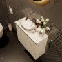 Mondiaz Fowy toiletmeubel 60x50x23cm Carrara mat 0 kraangaten wasbak: links 2 deuren solid surface met blad Melamine kleur wasbak: wit FOWY59011Carraratalc - Thumbnail 4