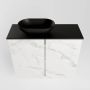 Mondiaz Fowy toiletmeubel 60x50x23cm Carrara mat 1 kraangat wasbak: links 2 deuren solid surface met blad Melamine kleur wasbak: zwart FOWY59008Carraraurban - Thumbnail 4