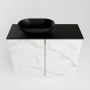 Mondiaz Fowy toiletmeubel 60x50x23cm Carrara mat 0 kraangaten wasbak: links 2 deuren solid surface met blad Melamine kleur wasbak: zwart FOWY59011Carraraurban - Thumbnail 4