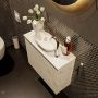 Mondiaz Fowy toiletmeubel 60x50x23cm Carrara mat 1 kraangat wasbak: midden 2 deuren solid surface met blad Melamine kleur wasbak: wit FOWY59007Carraratalc - Thumbnail 3