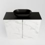 Mondiaz Fowy toiletmeubel 60x50x23cm Carrara mat 0 kraangaten wasbak: midden 2 deuren solid surface met blad Melamine kleur wasbak: zwart FOWY59010Carraraurban - Thumbnail 4