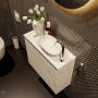 Mondiaz Fowy toiletmeubel 60x50x23cm Carrara mat 1 kraangat wasbak: rechts 2 deuren solid surface met blad Melamine kleur wasbak: wit FOWY59009Carraratalc - Thumbnail 4