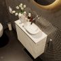 Mondiaz Fowy toiletmeubel 60x50x23cm Carrara mat 0 kraangaten wasbak: rechts 2 deuren solid surface met blad Melamine kleur wasbak: wit FOWY59012Carraratalc - Thumbnail 4