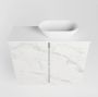 Mondiaz Fowy toiletmeubel 60x50x23cm Carrara mat 0 kraangaten wasbak: rechts 2 deuren solid surface met blad Melamine kleur wasbak: wit FOWY59012Carraratalc - Thumbnail 5