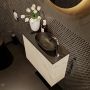 Mondiaz Fowy toiletmeubel 60x50x23cm Carrara mat 1 kraangat wasbak: rechts 2 deuren solid surface met blad Melamine kleur wasbak: zwart FOWY59009Carraraurban - Thumbnail 3