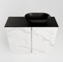 Mondiaz Fowy toiletmeubel 60x50x23cm Carrara mat 1 kraangat wasbak: rechts 2 deuren solid surface met blad Melamine kleur wasbak: zwart FOWY59009Carraraurban - Thumbnail 4