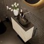 Mondiaz Fowy toiletmeubel 60x50x23cm Carrara mat 0 kraangaten wasbak: rechts 2 deuren solid surface met blad Melamine kleur wasbak: zwart FOWY59012Carraraurban - Thumbnail 3
