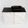 Mondiaz Fowy toiletmeubel 60x50x23cm Carrara mat 0 kraangaten wasbak: rechts 2 deuren solid surface met blad Melamine kleur wasbak: zwart FOWY59012Carraraurban - Thumbnail 4