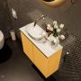 Mondiaz Fowy toiletmeubel 60x50x23cm ocher mat 0 kraangaten wasbak: links 2 deuren solid surface met blad MDF kleur wasbak: wit FOWY59011ochertalc - Thumbnail 3