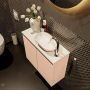 Mondiaz Fowy toiletmeubel 60x50x23cm rosee mat 1 kraangat wasbak: rechts 2 deuren solid surface met blad MDF kleur wasbak: Roze Wit FOWY59009roseerosee - Thumbnail 3