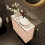 Mondiaz Fowy toiletmeubel 60x50x23cm rosee mat 0 kraangaten wasbak: rechts 2 deuren solid surface met blad MDF kleur wasbak: Roze Wit FOWY59012roseerosee - Thumbnail 3