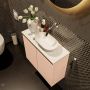 Mondiaz Fowy toiletmeubel 60x50x23cm rosee mat 0 kraangaten wasbak: rechts 2 deuren solid surface met blad MDF kleur wasbak: wit FOWY59012roseetalc - Thumbnail 3