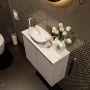 Mondiaz Fowy toiletmeubel 60x50x23cm smoke mat 1 kraangat wasbak: links 2 deuren solid surface met blad MDF kleur wasbak: Antraciet Wit FOWY59008smokesmoke - Thumbnail 3