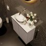 Mondiaz Fowy toiletmeubel 60x50x23cm smoke mat 0 kraangaten wasbak: links 2 deuren solid surface met blad MDF kleur wasbak: Antraciet Wit FOWY59011smokesmoke - Thumbnail 3