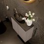 Mondiaz Fowy toiletmeubel 60x50x23cm smoke mat 1 kraangat wasbak: links 2 deuren solid surface met blad MDF kleur wasbak: zwart FOWY59008smokeurban - Thumbnail 3