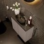 Mondiaz Fowy toiletmeubel 60x50x23cm smoke mat 1 kraangat wasbak: midden 2 deuren solid surface met blad MDF kleur wasbak: zwart FOWY59007smokeurban - Thumbnail 3