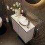 Mondiaz Fowy toiletmeubel 60x50x23cm smoke mat 1 kraangat wasbak: rechts 2 deuren solid surface met blad MDF kleur wasbak: Antraciet Wit FOWY59009smokesmoke - Thumbnail 3