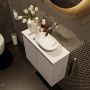 Mondiaz Fowy toiletmeubel 60x50x23cm smoke mat 0 kraangaten wasbak: rechts 2 deuren solid surface met blad MDF kleur wasbak: Antraciet Wit FOWY59012smokesmoke - Thumbnail 4