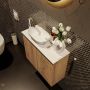 Mondiaz Fowy toiletmeubel 60x50x23cm washed oak mat 1 kraangat wasbak: links 2 deuren solid surface met blad Melamine kleur wasbak: wit FOWY59008washedoaktalc - Thumbnail 3