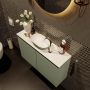 Mondiaz Fowy toiletmeubel 80x50x23cm army mat 1 kraangat wasbak: midden 2 deuren solid surface met blad MDF kleur wasbak: Groen Wit FOWY59013armyarmy - Thumbnail 4