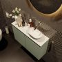 Mondiaz Fowy toiletmeubel 80x50x23cm army mat 0 kraangaten wasbak: rechts 2 deuren solid surface met blad MDF kleur wasbak: Groen Wit FOWY59018armyarmy - Thumbnail 3